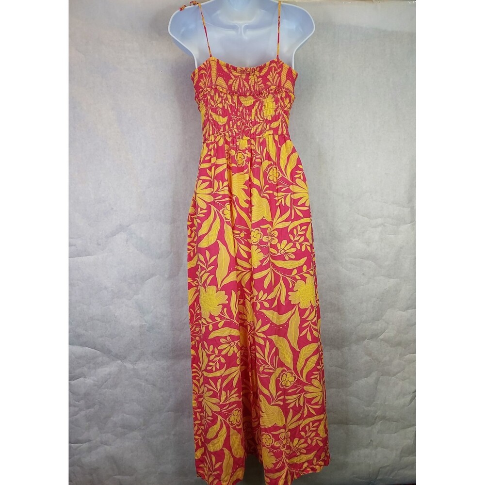 Patrons Of Peace Arcadia Jumpsuit Women's M Tropical Floral Smocked Top Wide Leg - Picture 9 of 16